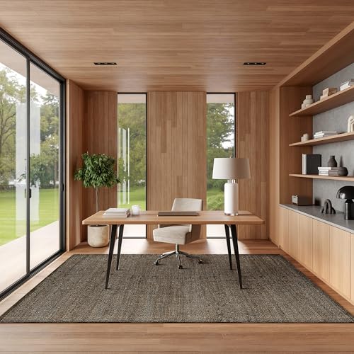 nuLOOM 3x5 Elfriede Jute & Cotton Hand Woven Area Rug, Charcoal, Solid Rustic Farmhouse Style, Weaved Design, Natural Fiber, For Bedroom, Living Room, Dining Room, Hallway, Office, Entryway