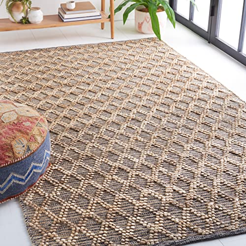 SAFAVIEH Natural Fiber Collection Area Rug - 5' x 8', Natural & Black, Flat Weave Farmhouse Geometric Jute Design, Ideal for High Traffic Areas in Living Room, Bedroom (NF382A)